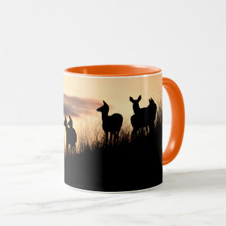 Hirsche bei Sonnenuntergang Tasse