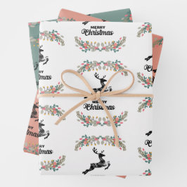 Hirsche Briefmarke Frohe Weihnachten Geschenkpapier Set