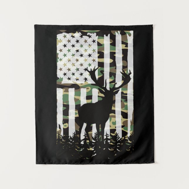 Hirsche Buck Junting Camouflage USA Flag Camoflaug Wandteppich (Vorderseite)