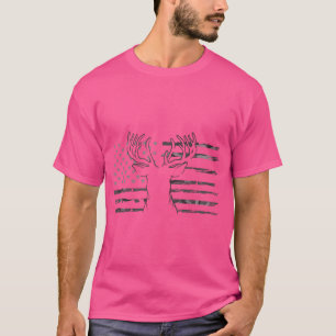 Hirsche Camouflage Usa Flagge Buck Elk Jagd Amerik T-Shirt