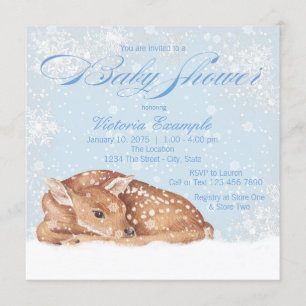 Hirsche Fawn Snowflake Boy Baby Shower Einladungen