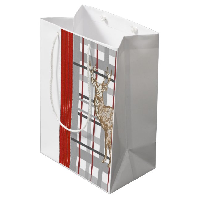 Hirsche Frohe Weihnachtsgeschenktaschen Mittlere Geschenktüte (Rückseite Schrägansicht)