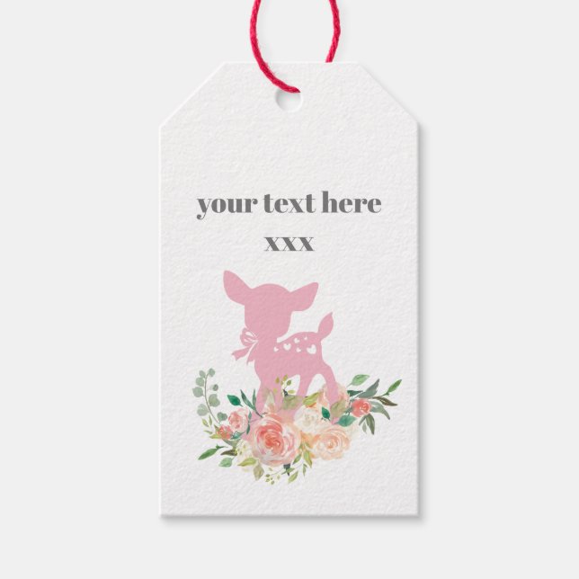 Hirsche, Gift-Tags fawn Geschenkanhänger (Vorderseite)
