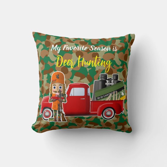 Hirsche Hunter Nutcracker mit wenig Rotem LKW Kissen (Vorderseite)