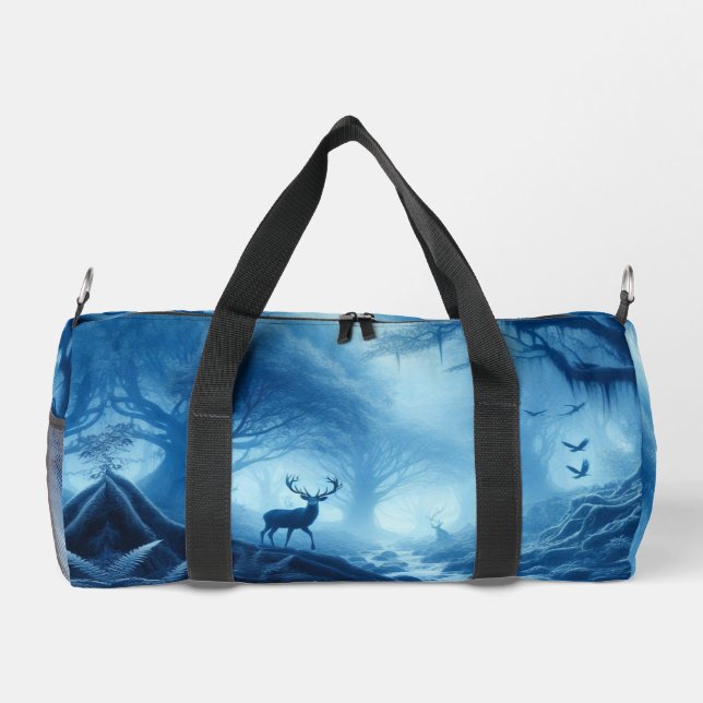 Hirsche im Dunklen Wald der blauen Haze Duffle Bag (Rückseite)