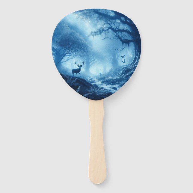 Hirsche im Dunklen Wald der blauen Haze Fächer (Vorderseite)