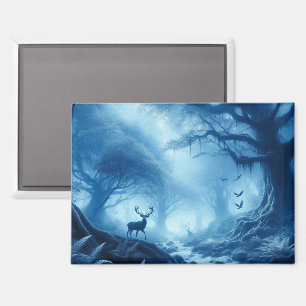 Hirsche im Dunklen Wald der blauen Haze Magnet