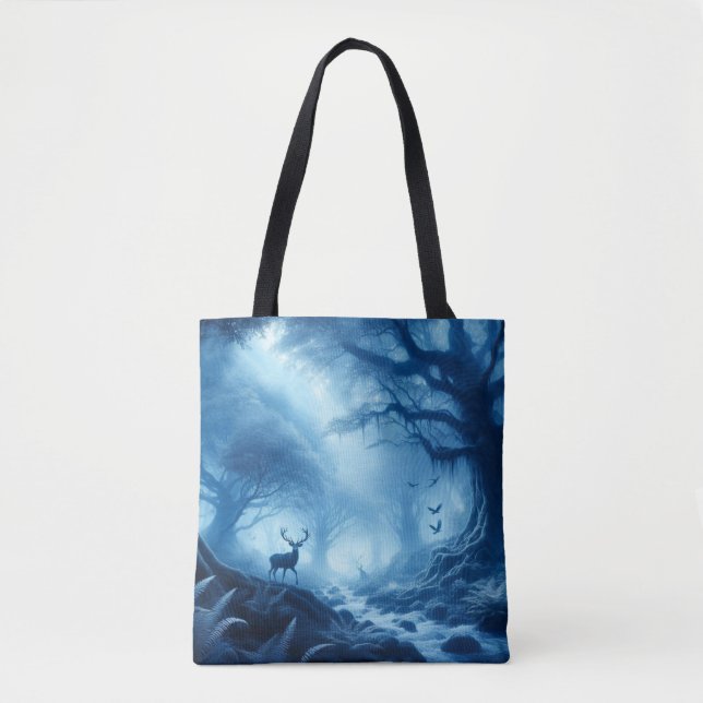 Hirsche im Dunklen Wald der blauen Haze Tasche (Vorderseite)