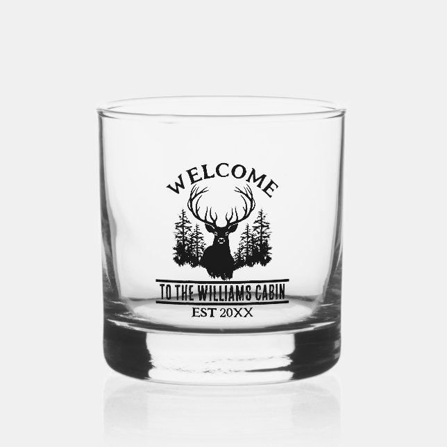Hirsche im Freien Campingplatz Personalisiert Fami Whiskyglas (Vorderseite)