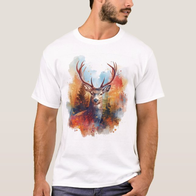 Hirsche im Herbstwald T-Shirt (Vorderseite)