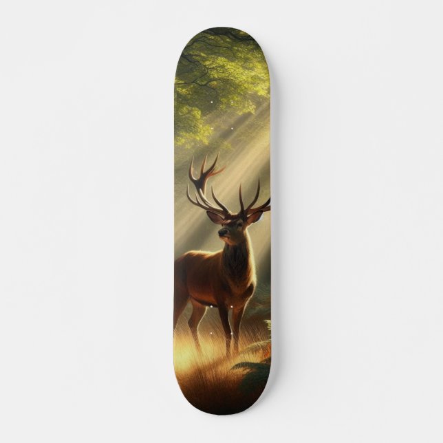 Hirsche im Morgenwald Skateboard (Vorne)
