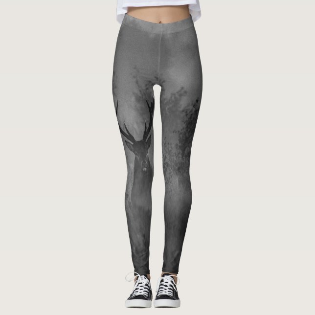 Hirsche im Nebel Leggings (Vorderseite)