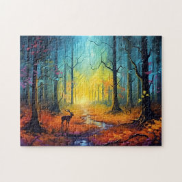 Hirsche im Regenbogen-Herbstwald