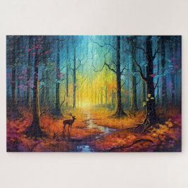 Hirsche im Regenbogen-Herbstwald