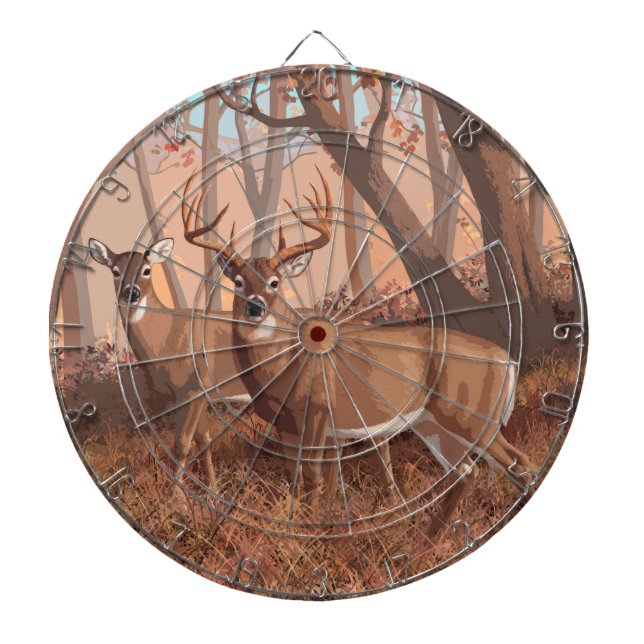 Hirsche im Retrostil des Waldes Dartscheibe (vorne)