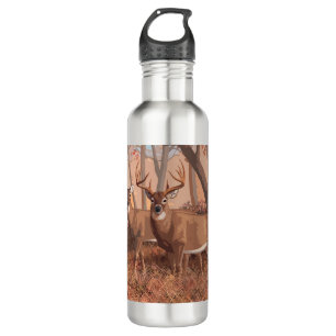 Hirsche im Retrostil des Waldes Edelstahlflasche