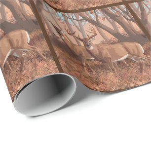 Hirsche im Retrostil des Waldes Geschenkpapier