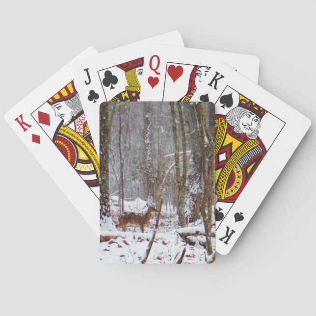 Hirsche im Schnee fallen Spielkarten (Rückseite)