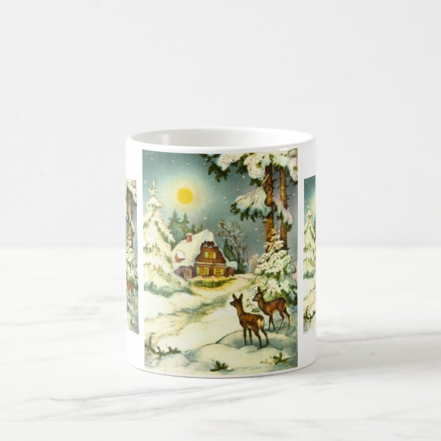 Hirsche im Schnee Kaffeetasse (Mittel)