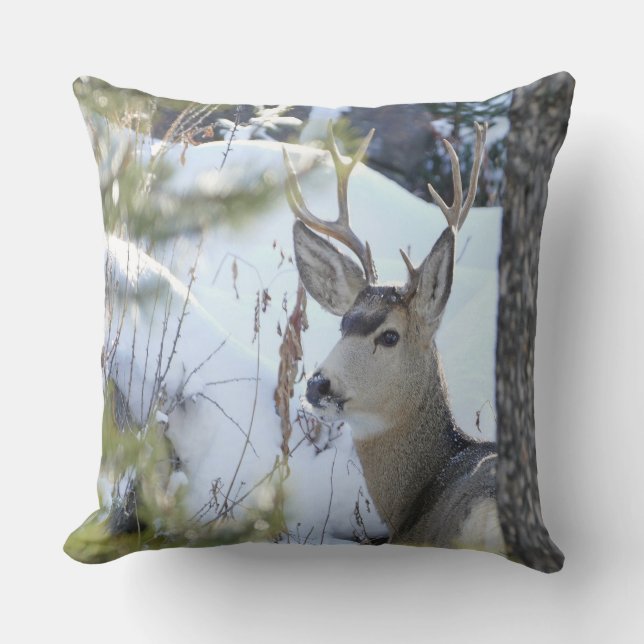 Hirsche im Schnee Kissen (Vorderseite)