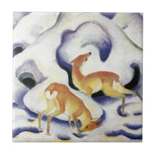 Hirsche im Schnee (Tiere im Winter) Fliese