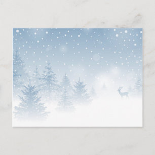Hirsche im schneebedeckten Wald Postkarte