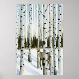 Hirsche im Schneefall Poster