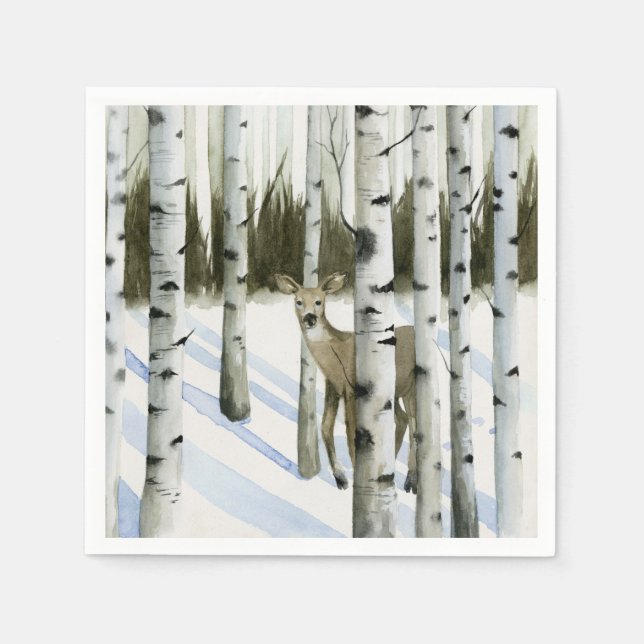 Hirsche im Schneefall Serviette (Vorderseite)