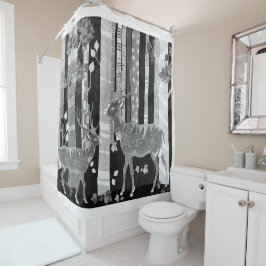 Hirsche im Wald Duschvorhang