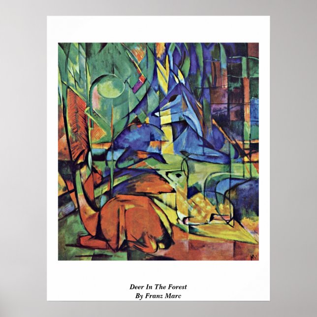 Hirsche im Wald (II) von Franz Marc Poster (Vorne)