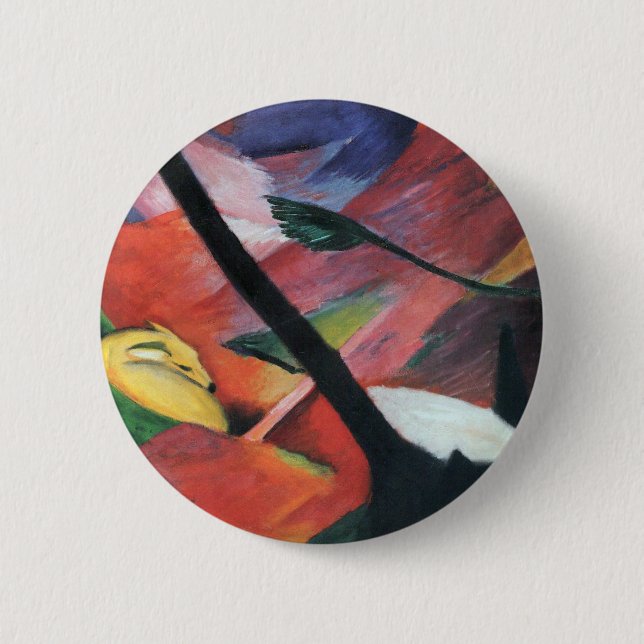 Hirsche im Wald II von Franz Marc; Reh im Walde Button (Vorderseite)