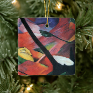 Hirsche im Wald II von Franz Marc; Reh im Walde Keramikornament