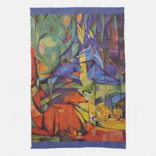 Hirsche im Wald II von Franz Marc, Vintage Kunst Geschirrtuch