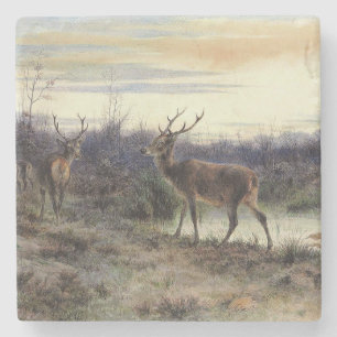 Hirsche im Wald in Fontainebleau (Rosa Bonheur) Steinuntersetzer
