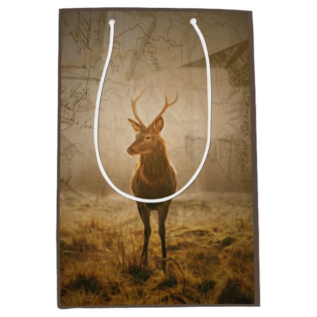 Hirsche im Wald Mittlere Geschenktüte (Vorderseite)