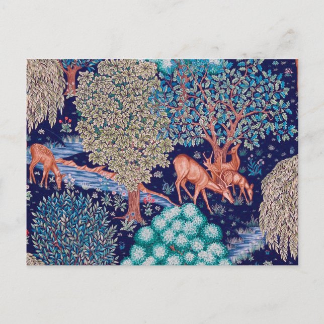 Hirsche im Wald, William Morris Postkarte (Vorderseite)