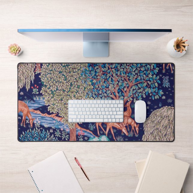 Hirsche im Wald, William Morris Schreibtischunterlage (Büro 1)