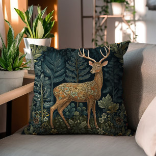 Hirsche im Wald, William Morris Style, Kissen