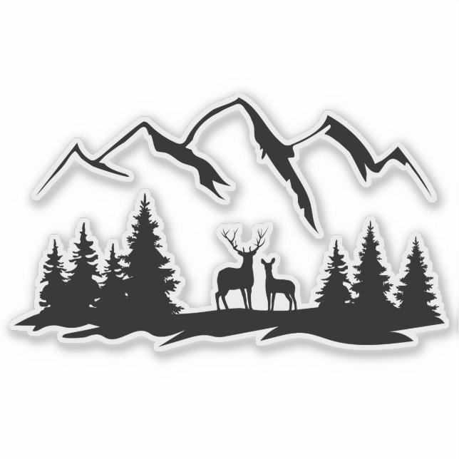 Hirsche im Wildnisaufkleber. Aufkleber (Vorderseite)