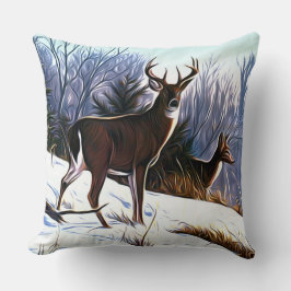 Hirsche im Winter Kissen