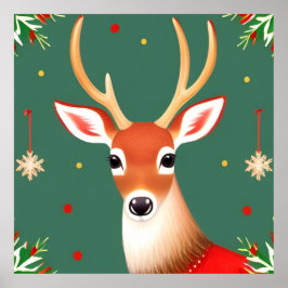 Hirsche im Winter Wunderland Szene Poster