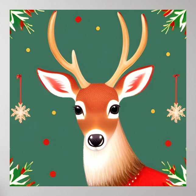 Hirsche im Winter Wunderland Szene Poster (Vorne)