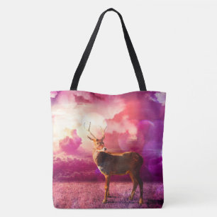 Hirsche in den Wolken - rosa Tüte Tasche