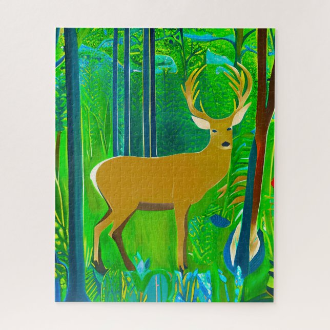 Hirsche in einem Fantasy-Wald (Vertikal)