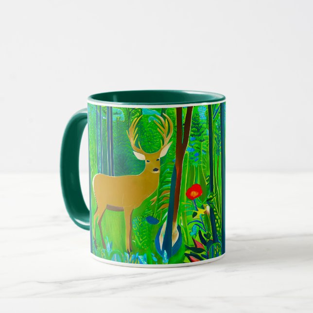 Hirsche in einem Fantasy-Wald Tasse (Vorderseite Links)