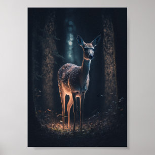 Hirsche in einem magischen Wald Poster