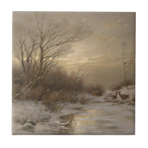 Hirsche in einer Winterlandschaft - Désiré Thomass Fliese