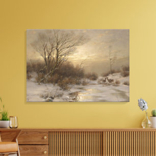 Hirsche in einer Winterlandschaft - Désiré Thomass Leinwanddruck