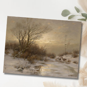 Hirsche in einer Winterlandschaft - Désiré Thomass Postkarte