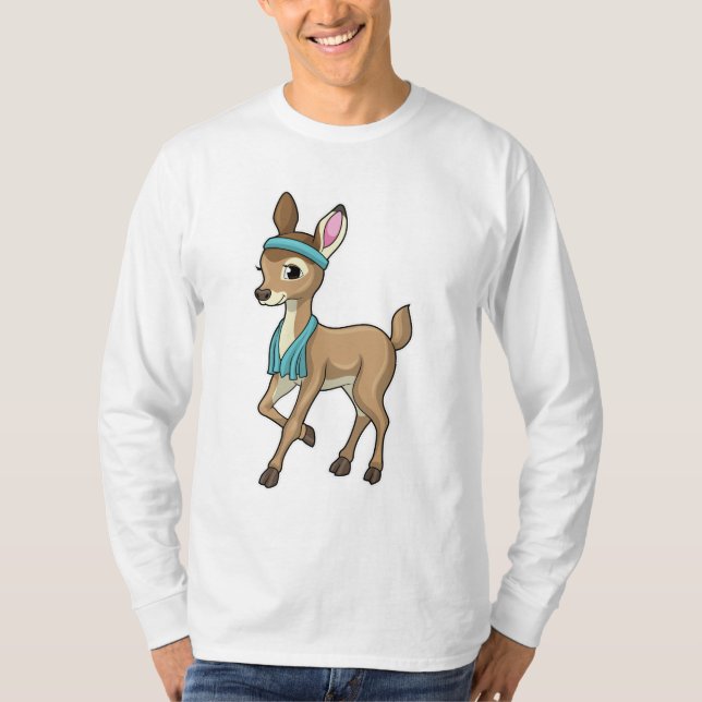 Hirsche in Fitness mit Handtuch T-Shirt (Vorderseite)